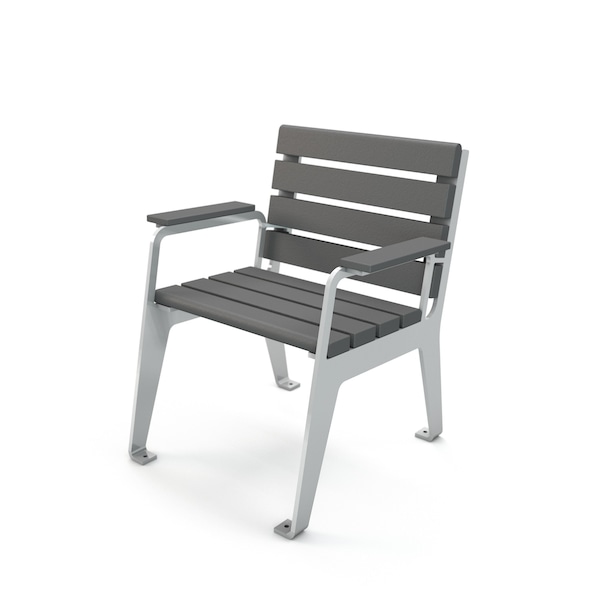 Gray 24" Plaza Chair with Silver Frame